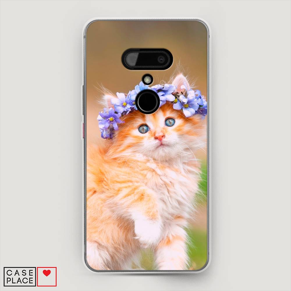 

Чехол Awog на HTC U12 / Эйчтиси U12 "Рыжий кот в венке", Разноцветный, 102050-1