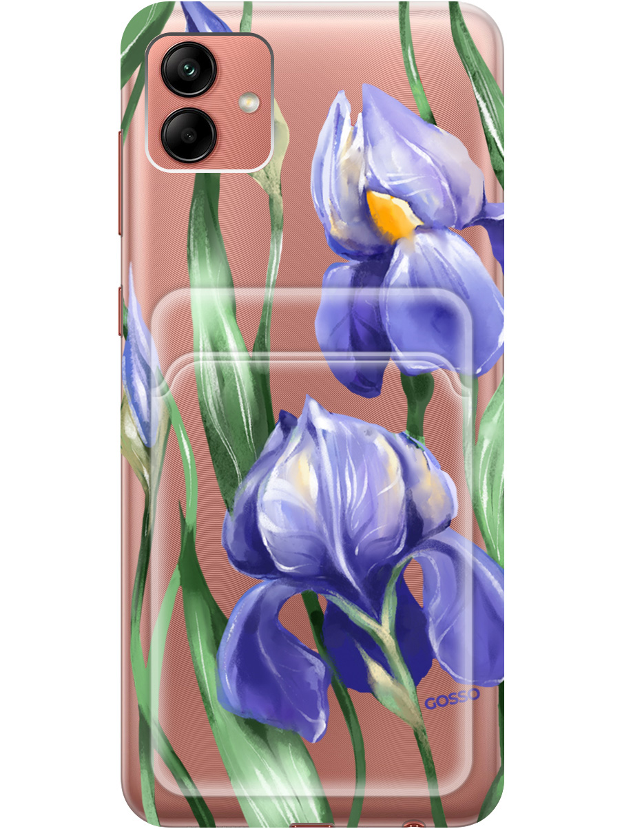 

Силиконовый чехол на Samsung Galaxy A04 с рисунком "Amazing Irises" прозрачный, Прозрачный;белый;синий, 20012001