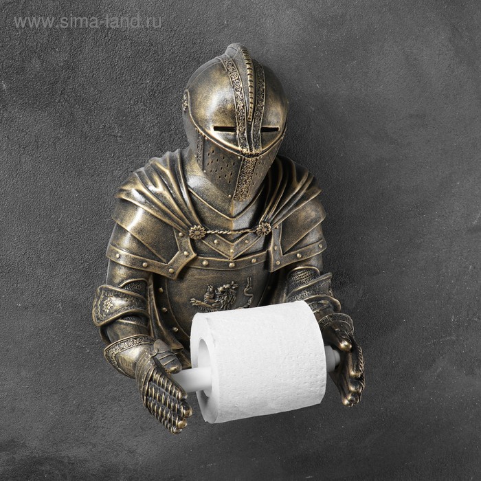 фото Держатель для туалетной бумаги рыцарь бронза 16х22х31см хорошие сувениры