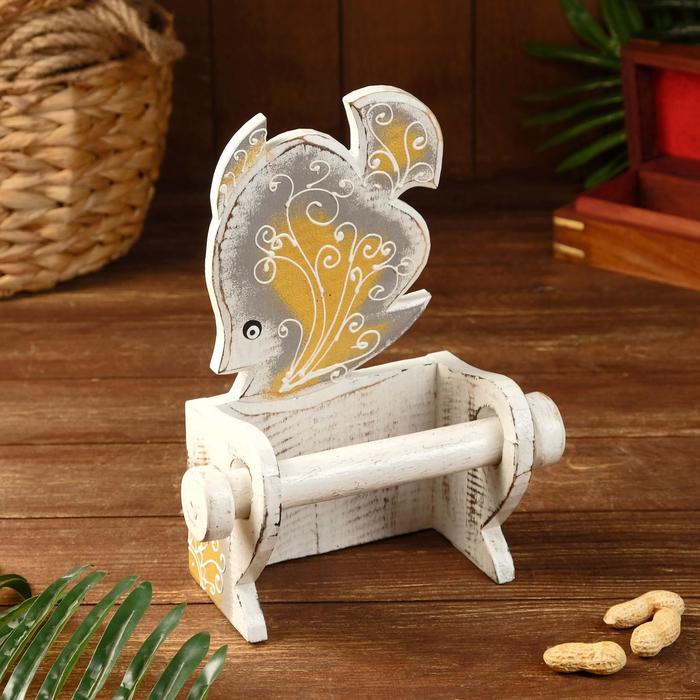 

Держатель для туалетной бумаги Рыбка белая дерево 18х10х25