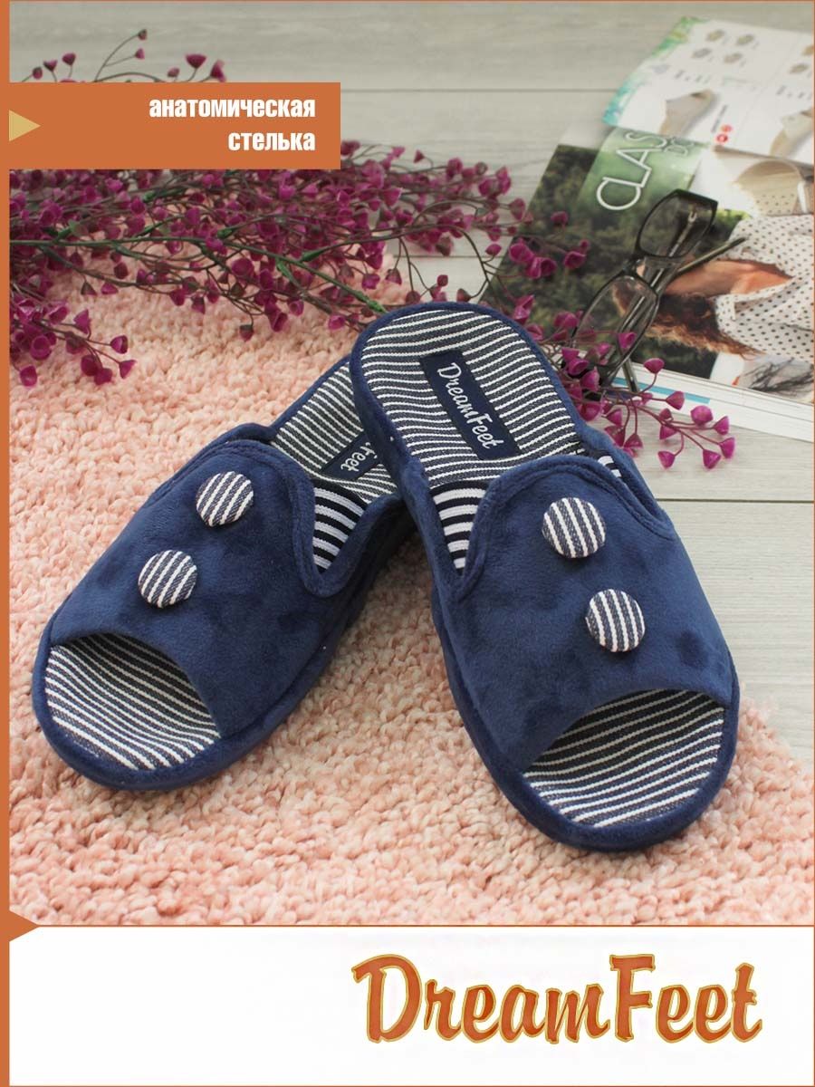 

Тапочки женские Dream feet DFR-22-11W синие 40 RU, Синий, DFR-22-11W
