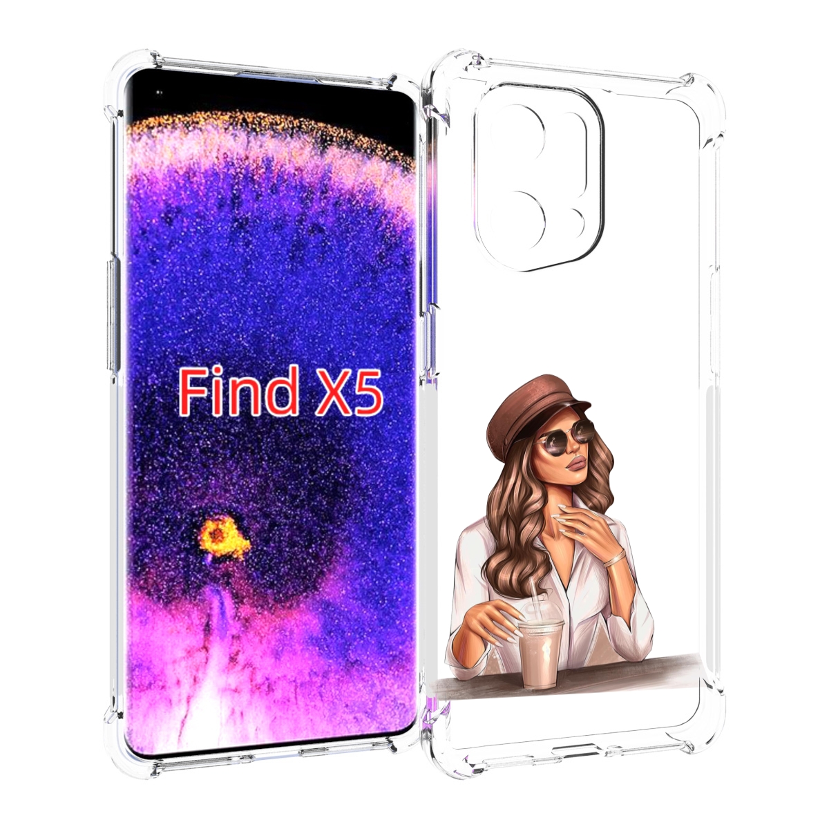 

Чехол MyPads девушка-с-милкшейком женский для Oppo Find X5, Прозрачный, Tocco