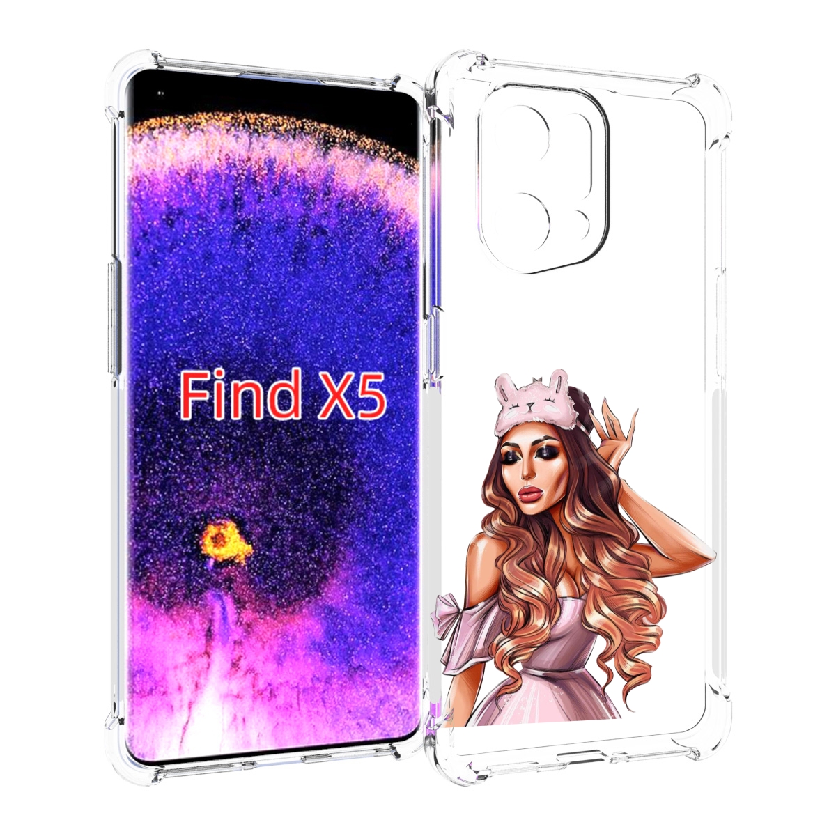 

Чехол MyPads девушка-с-маской-для-сна женский для Oppo Find X5, Прозрачный, Tocco