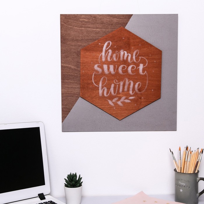 

Деревянное интерьерное панно Home, 40 × 40 см