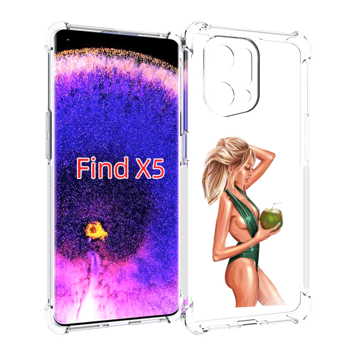 

Чехол MyPads девушка-с-кокосом-в-зеленом-купальнике женский для Oppo Find X5, Прозрачный, Tocco