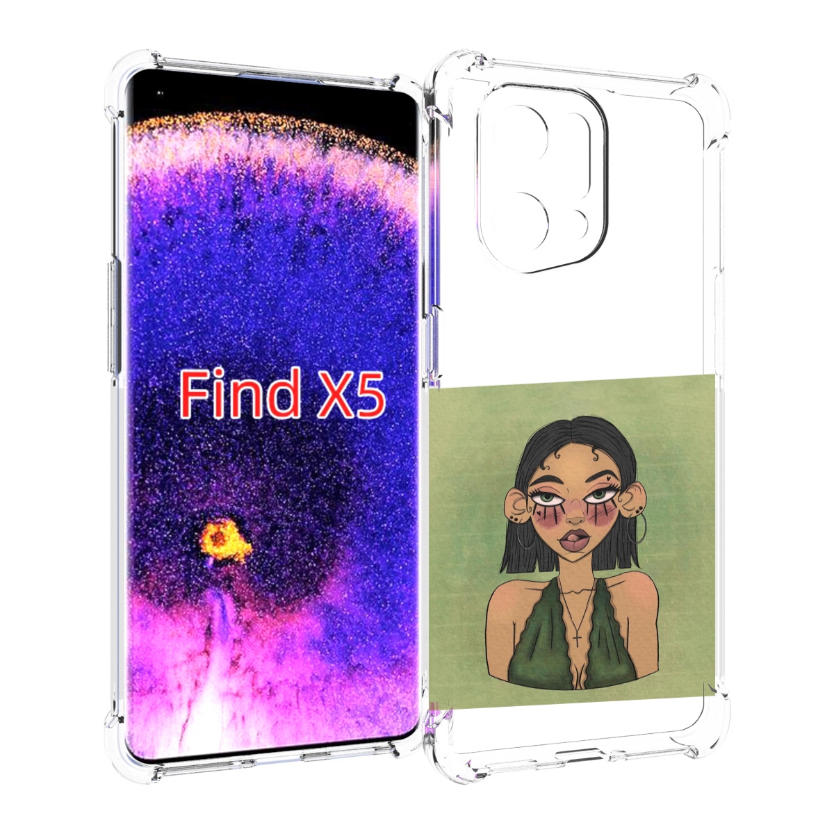 

Чехол MyPads девушка-с-каре-и-тату для Oppo Find X5, Прозрачный, Tocco
