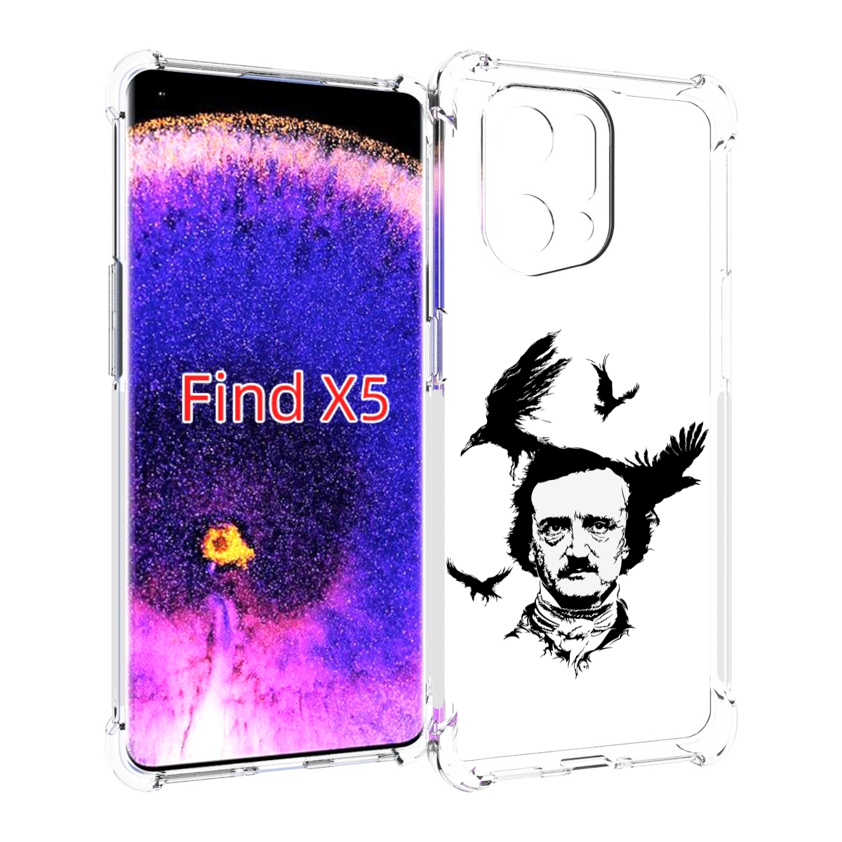 

Чехол MyPads Эдгар Аллан черно белый для Oppo Find X5, Прозрачный, Tocco