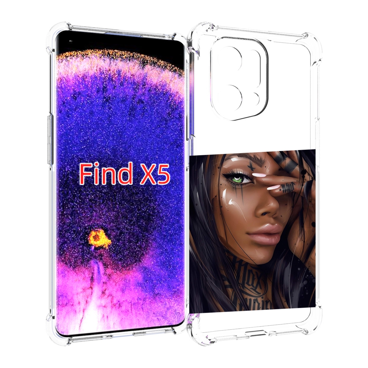

Чехол MyPads девушка-с-зелеными-глазами-яркими для Oppo Find X5, Прозрачный, Tocco