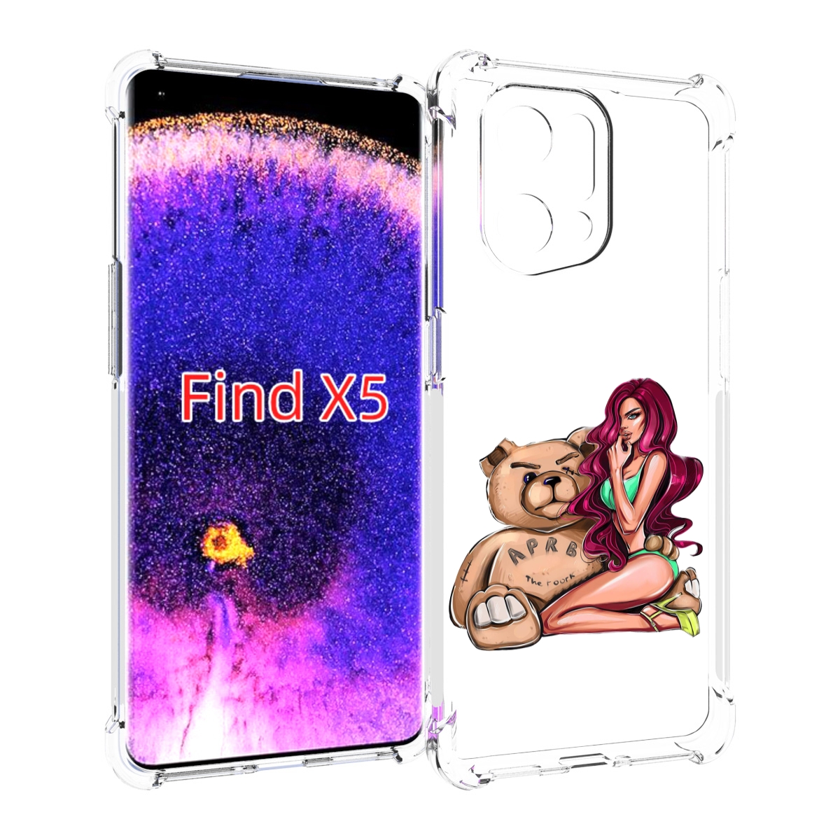 

Чехол MyPads девушка-с-большим-плюшевым-мишкой для Oppo Find X5, Прозрачный, Tocco
