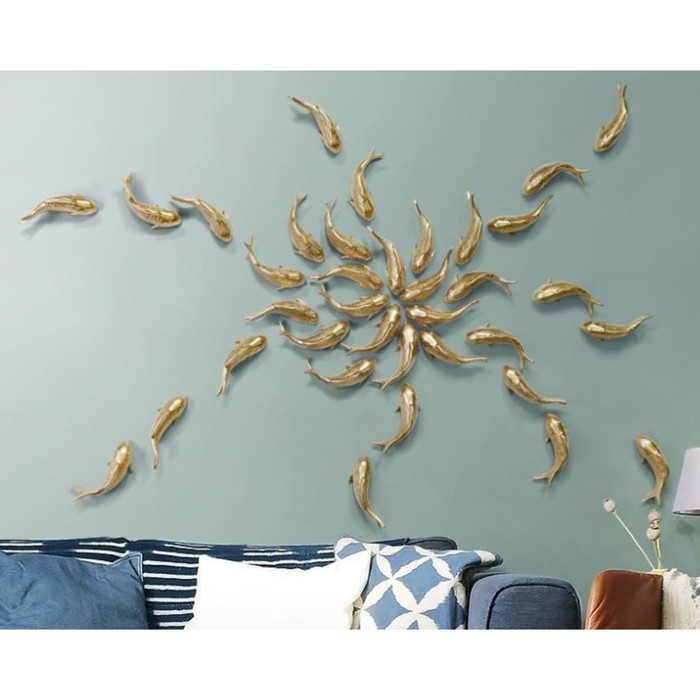фото Декор настенный, рыбка 16 x 5 см, золото, левый nobrand