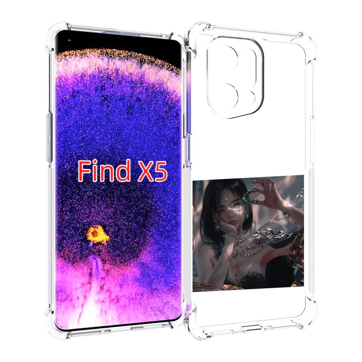 

Чехол MyPads девушка-с-алмазом для Oppo Find X5, Прозрачный, Tocco
