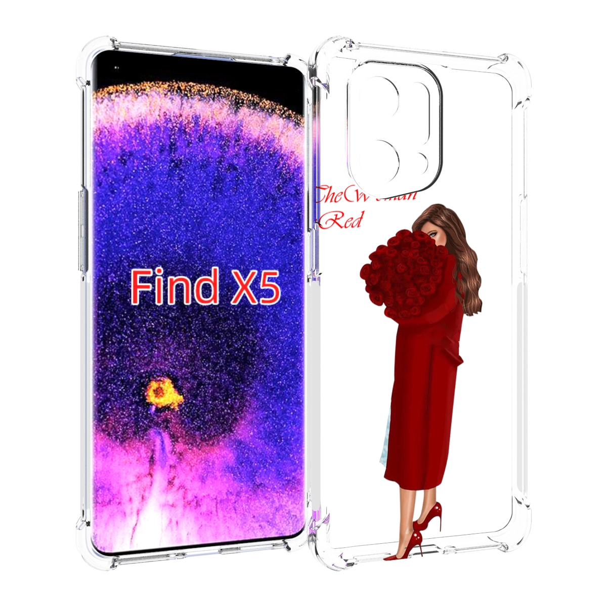 

Чехол MyPads девушка-полностью-в-красном женский для Oppo Find X5, Прозрачный, Tocco