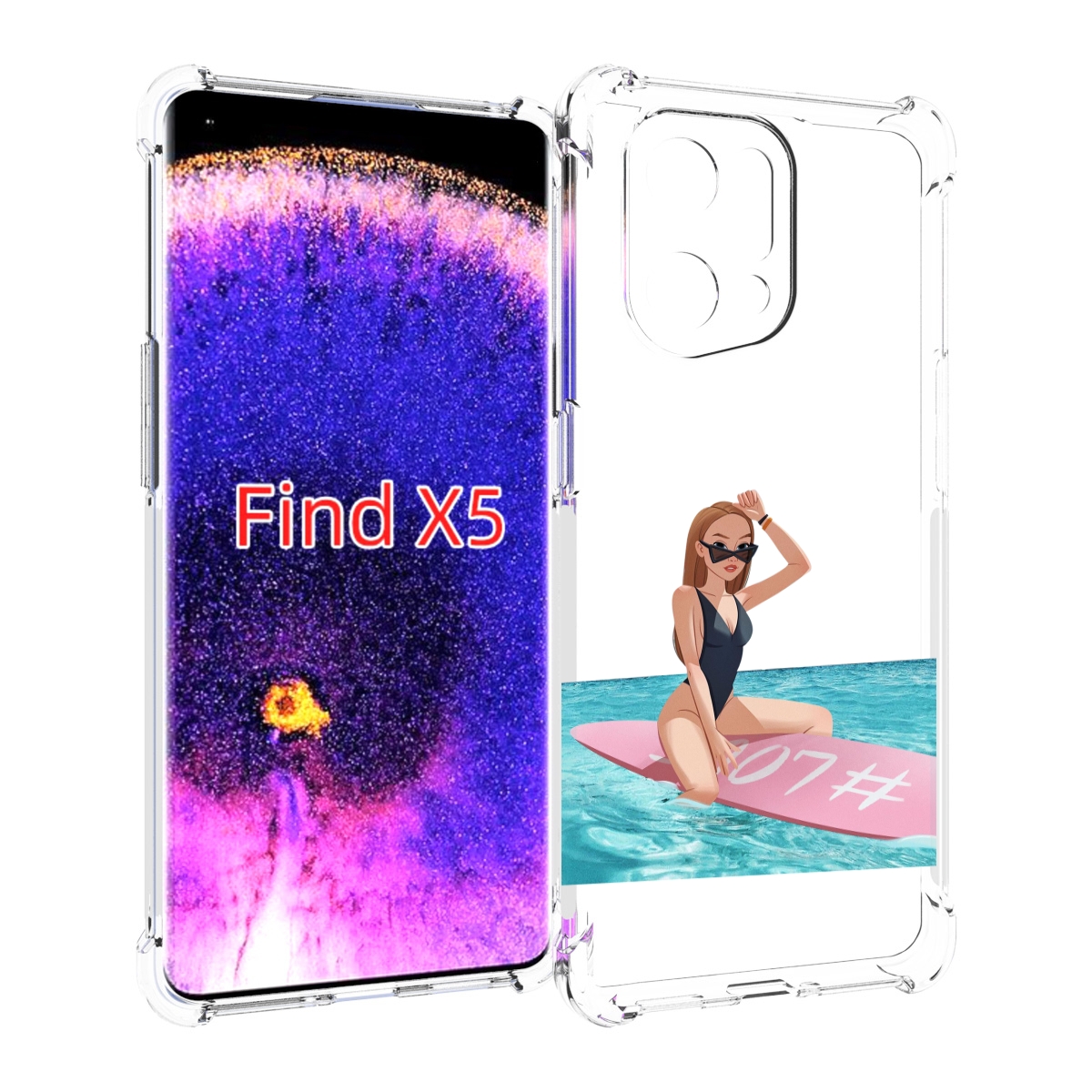

Чехол MyPads девушка-на-серфе женский для Oppo Find X5, Прозрачный, Tocco