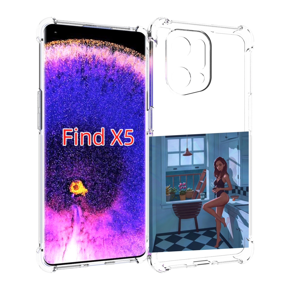 

Чехол MyPads девушка-на-кухне для Oppo Find X5, Прозрачный, Tocco