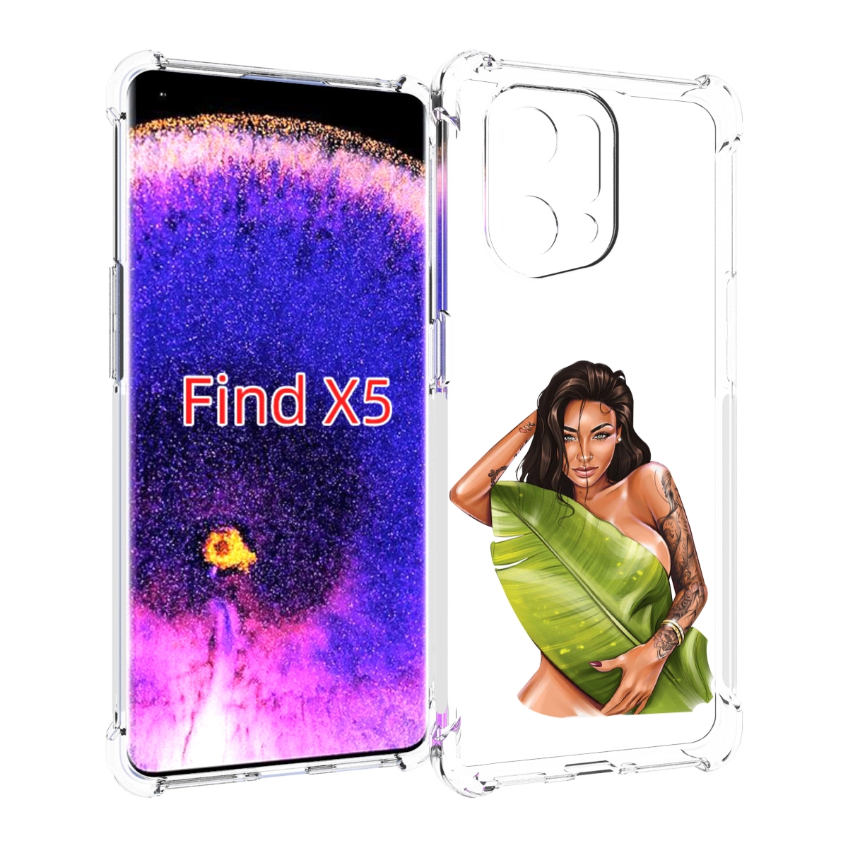 

Чехол MyPads девушка-модель-с-большим-листом женский для Oppo Find X5, Прозрачный, Tocco