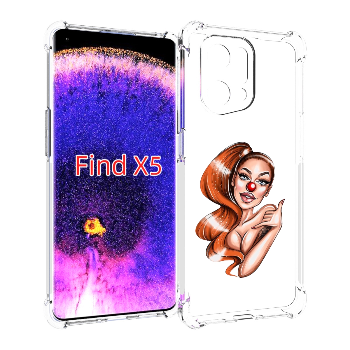 

Чехол MyPads девушка-клоун для Oppo Find X5, Прозрачный, Tocco