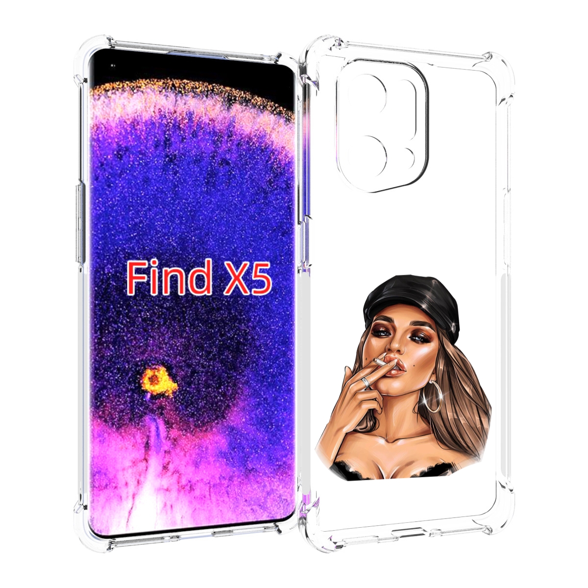 

Чехол MyPads девушка-в-шапке-с-сигаретой для Oppo Find X5, Прозрачный, Tocco