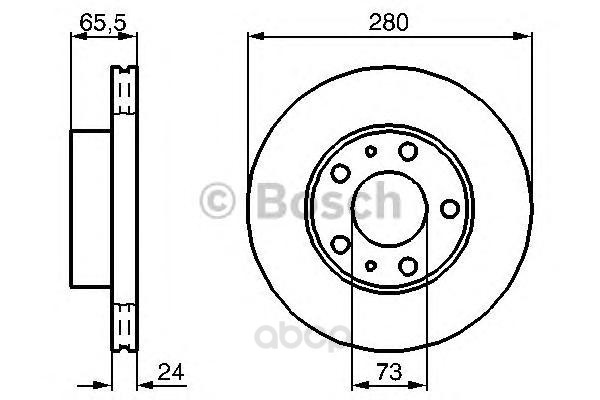 

Тормозной диск Bosch передний для Citroen Jumper/Fiat Ducato 1994- d=280мм. 0986478434