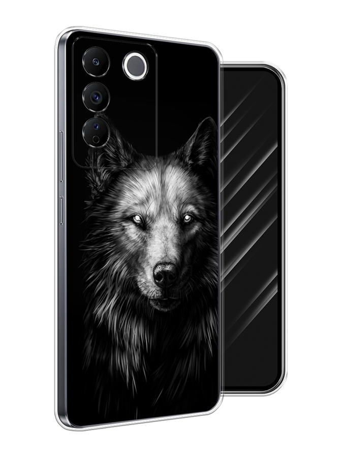

Чехол Awog на Vivo V27e "Волк черно белый", Серый;бежевый;белый, 268350-1