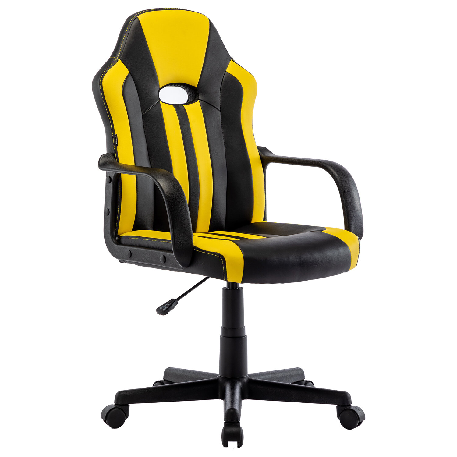 фото Кресло компьютерное brabix stripe gm-202 экокожа, черное/желтое