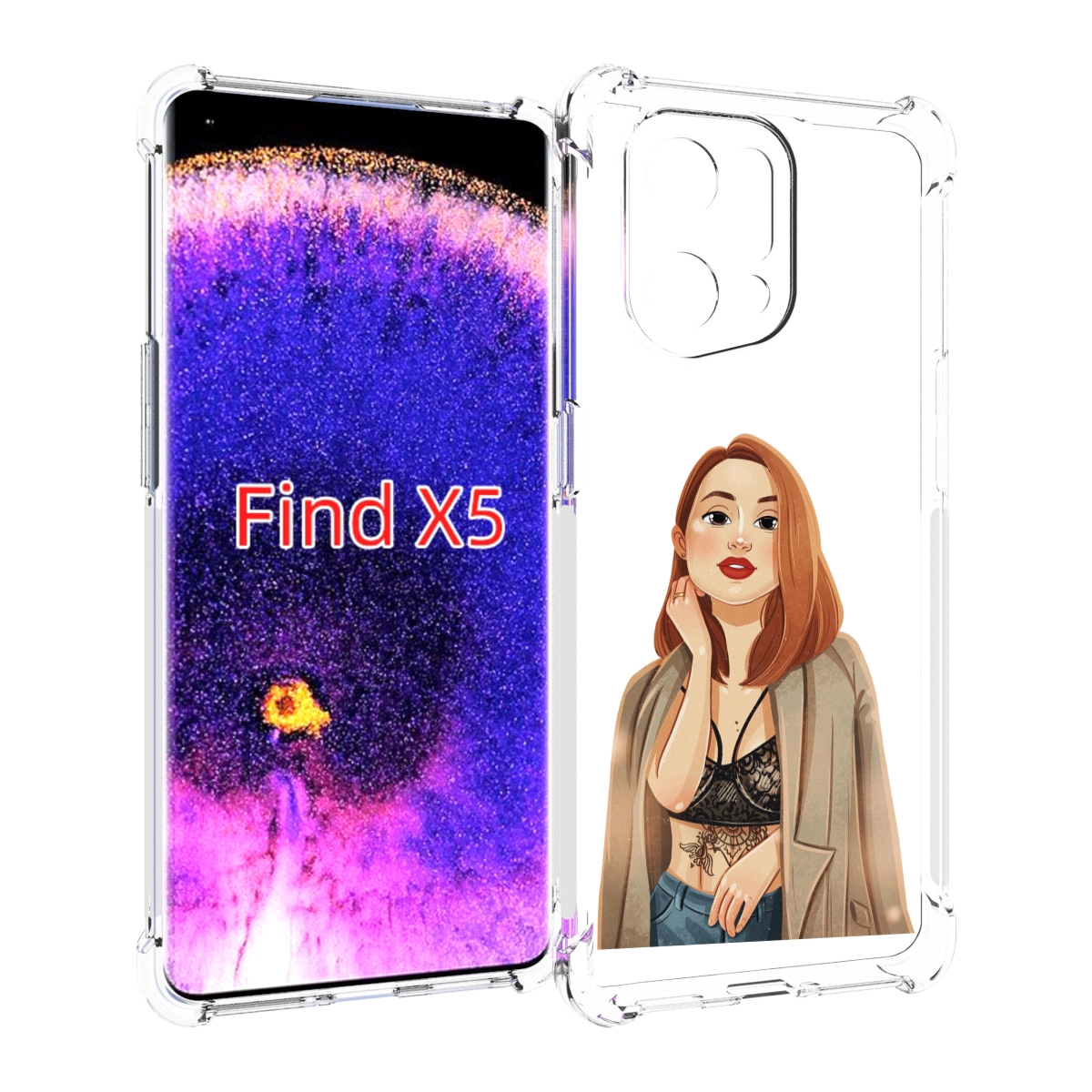 

Чехол MyPads девушка-в-кружевном-2 для Oppo Find X5, Прозрачный, Tocco