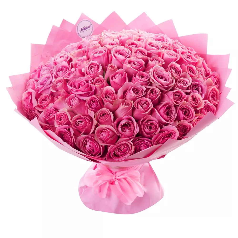 

Монобукет Magic flower роза 40 см x 40 см 101 шт. розовый 6545