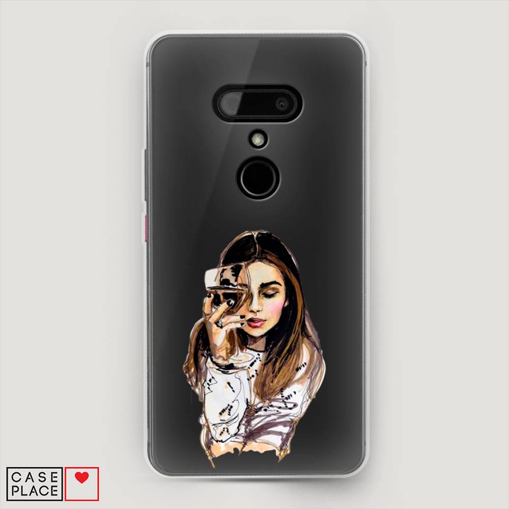 

Чехол Awog на HTC U12 / Эйчтиси U12 "Девушка с бокалом", Разноцветный, 102050-7