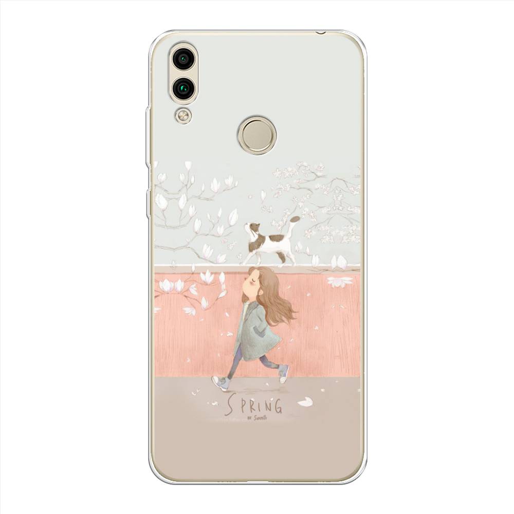 

Чехол Awog на Honor 8C "Девочка-весна", Серый, 67150-7