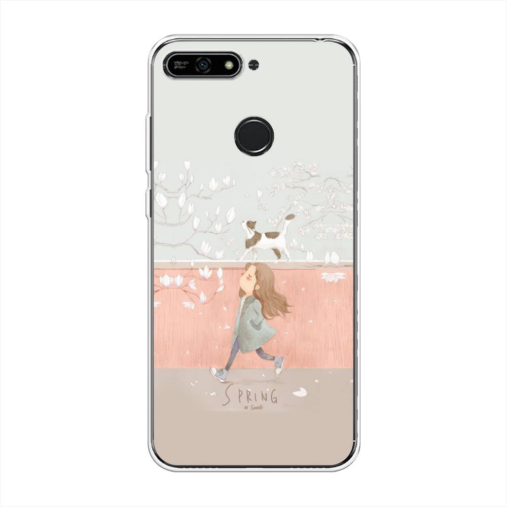

Чехол Awog на Honor 7A Pro "Девочка-весна", Серый, 65450-7
