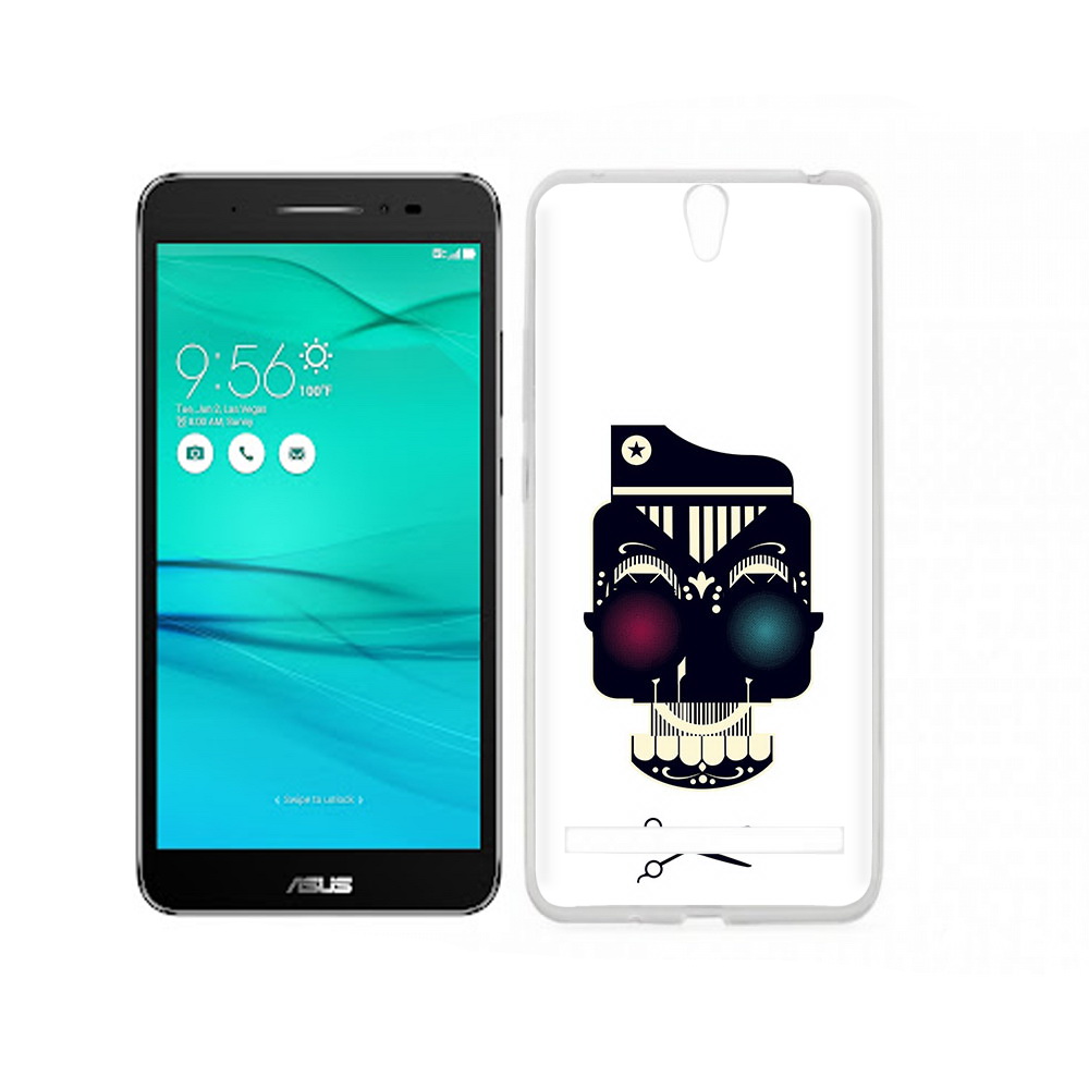 

Чехол MyPads Tocco для Asus ZenFone Go (ZB690KG) черно белый скелет с яркими глазами, Прозрачный, Tocco
