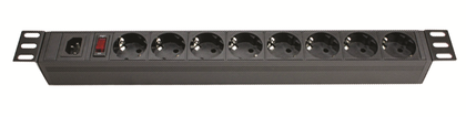 Блок розеток для 19дюймовых шкафов 8 розеток Schuko выключатель DKC R519SH8OPSHC14