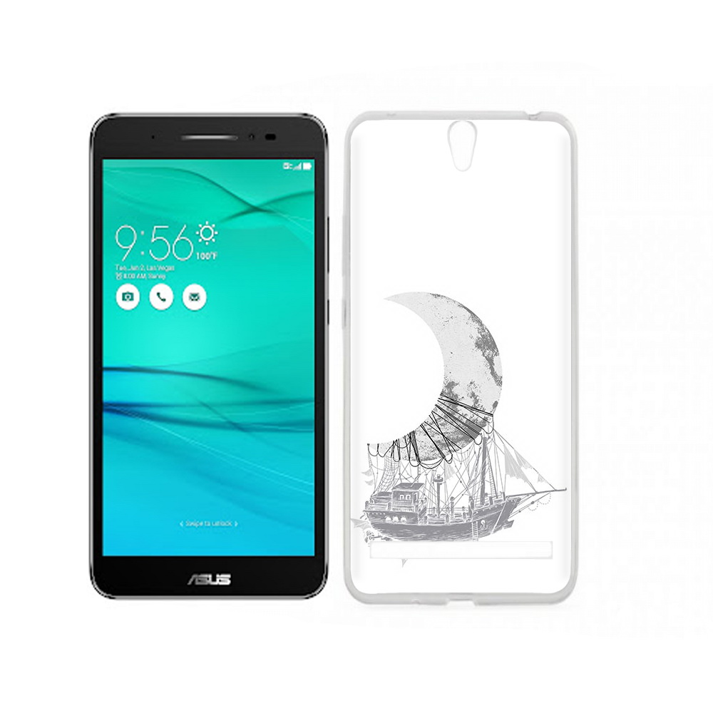 

Чехол MyPads Tocco для Asus ZenFone Go (ZB690KG) черно белый корабль полумесяц, Прозрачный, Tocco
