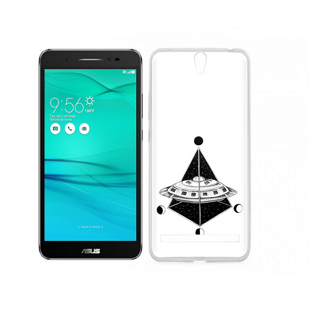 Чехол MyPads Tocco для Asus ZenFone Go (ZB690KG) черно белая летающая тарелка