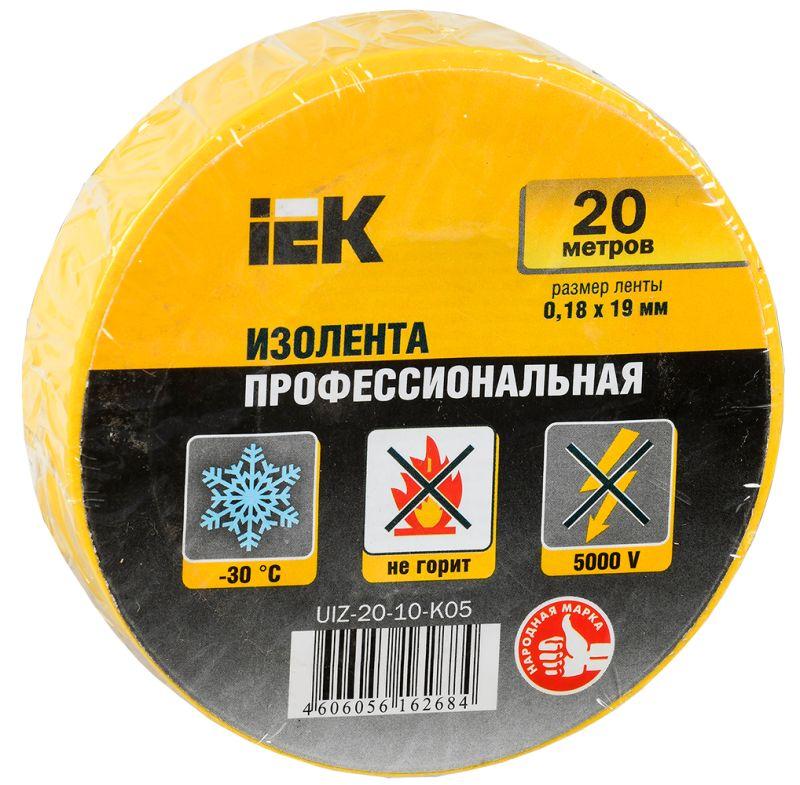 фото Изолента пвх 0.18х19мм желт. (рул.20м) iek uiz-20-10-k05