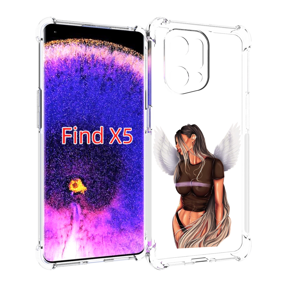 

Чехол MyPads девушка-ангел-с-крыльями женский для Oppo Find X5, Прозрачный, Tocco