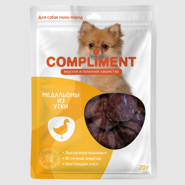 фото Лакомство для собак compliment медальоны, для мини-пород, утка, 20 г