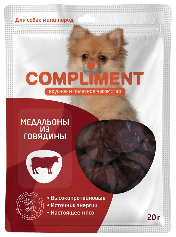 фото Лакомство для собак compliment медальоны, для мини-пород, говядина, 20 г