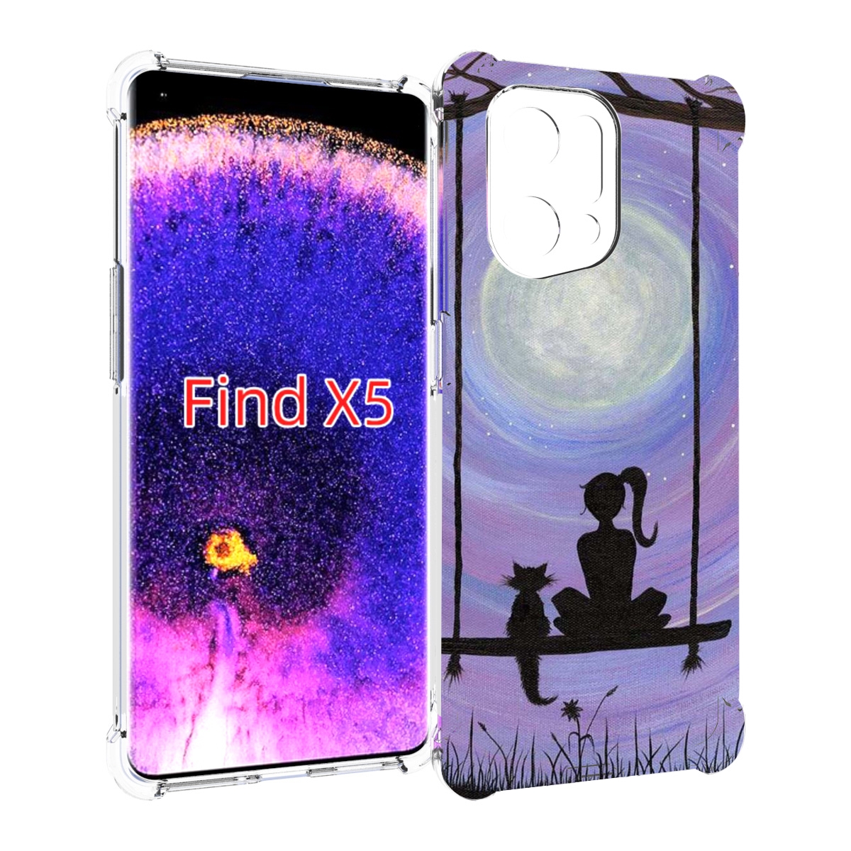 

Чехол MyPads девушка с котом на качеле женский для Oppo Find X5, Прозрачный, Tocco