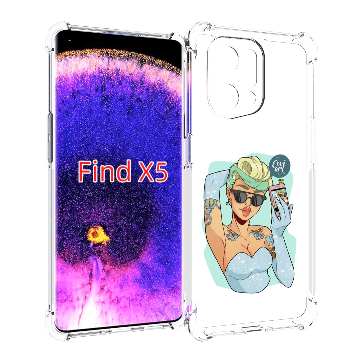 

Чехол MyPads девушка с короткой стрижкой женский для Oppo Find X5, Прозрачный, Tocco