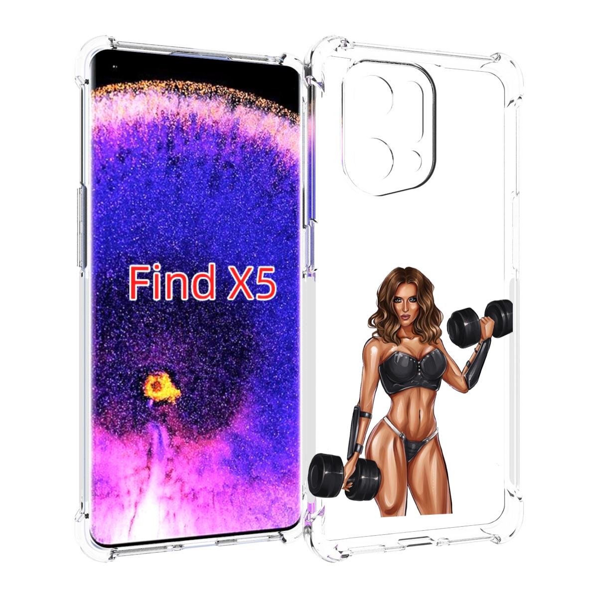 Чехол MyPads девушка с гантелями спорт женский для Oppo Find X5