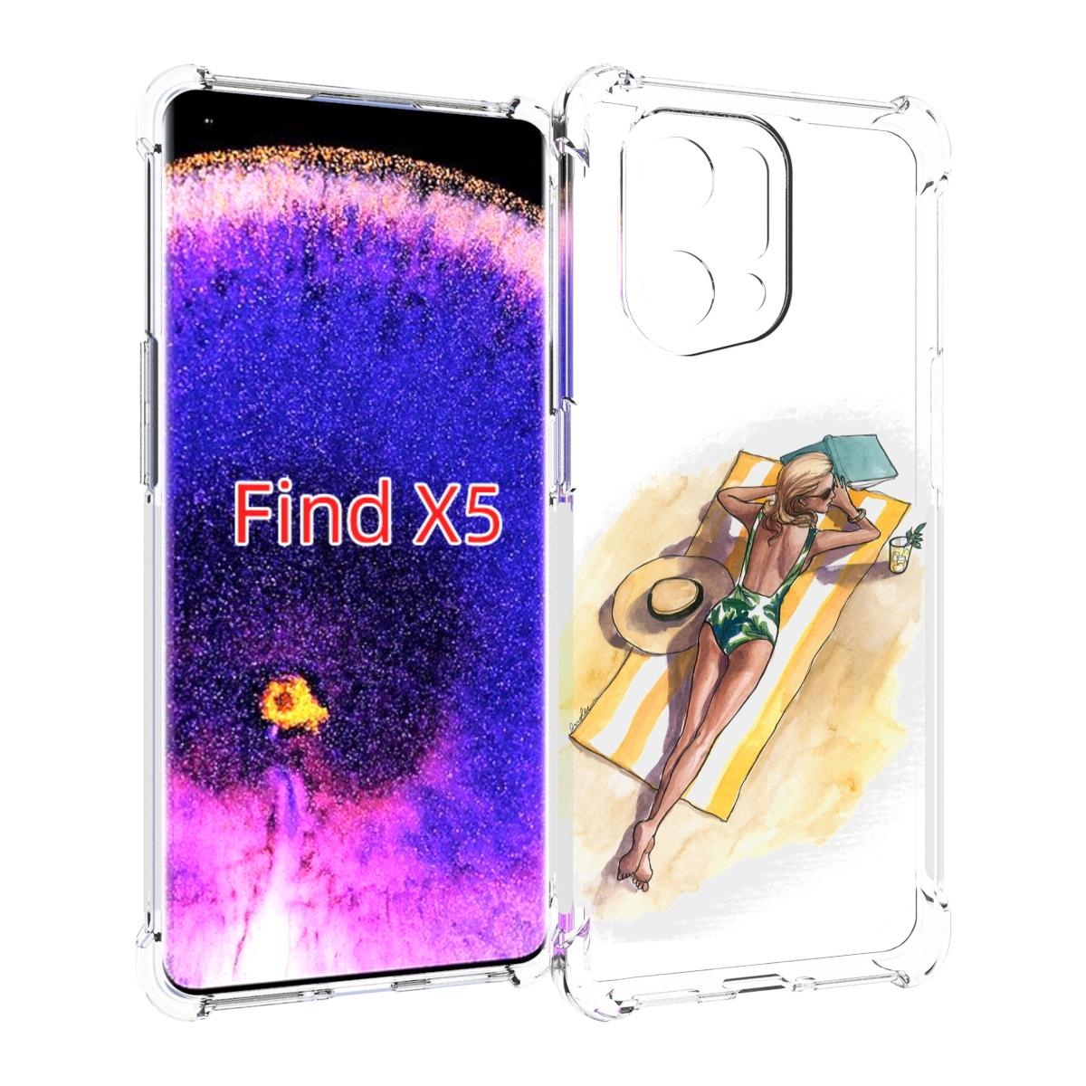 

Чехол MyPads девушка на пляже женский для Oppo Find X5, Прозрачный, Tocco