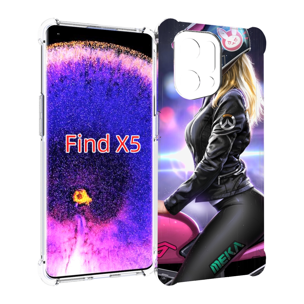 Чехол MyPads девушка на мотоцикле неон женский для Oppo Find X5