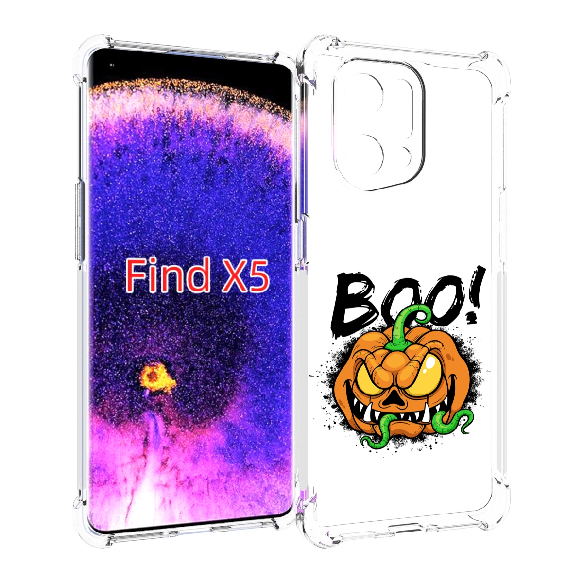 

Чехол MyPads Хэллоуин бу для Oppo Find X5, Прозрачный, Tocco