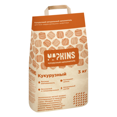 фото Наполнитель для туалета кошек napkins гранулированный кукурузный 8,5 л, в ассортименте