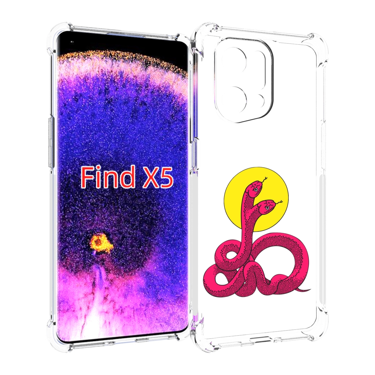 

Чехол MyPads двухголовая-змея для Oppo Find X5, Прозрачный, Tocco