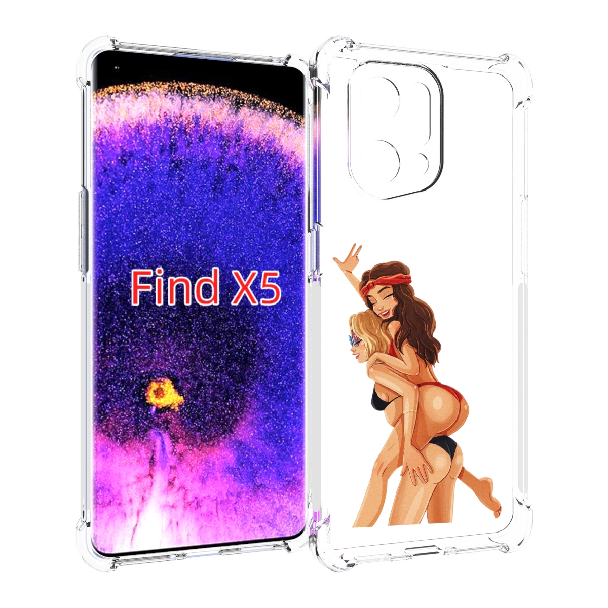 

Чехол MyPads две-подружки-в-купальниках женский для Oppo Find X5, Прозрачный, Tocco