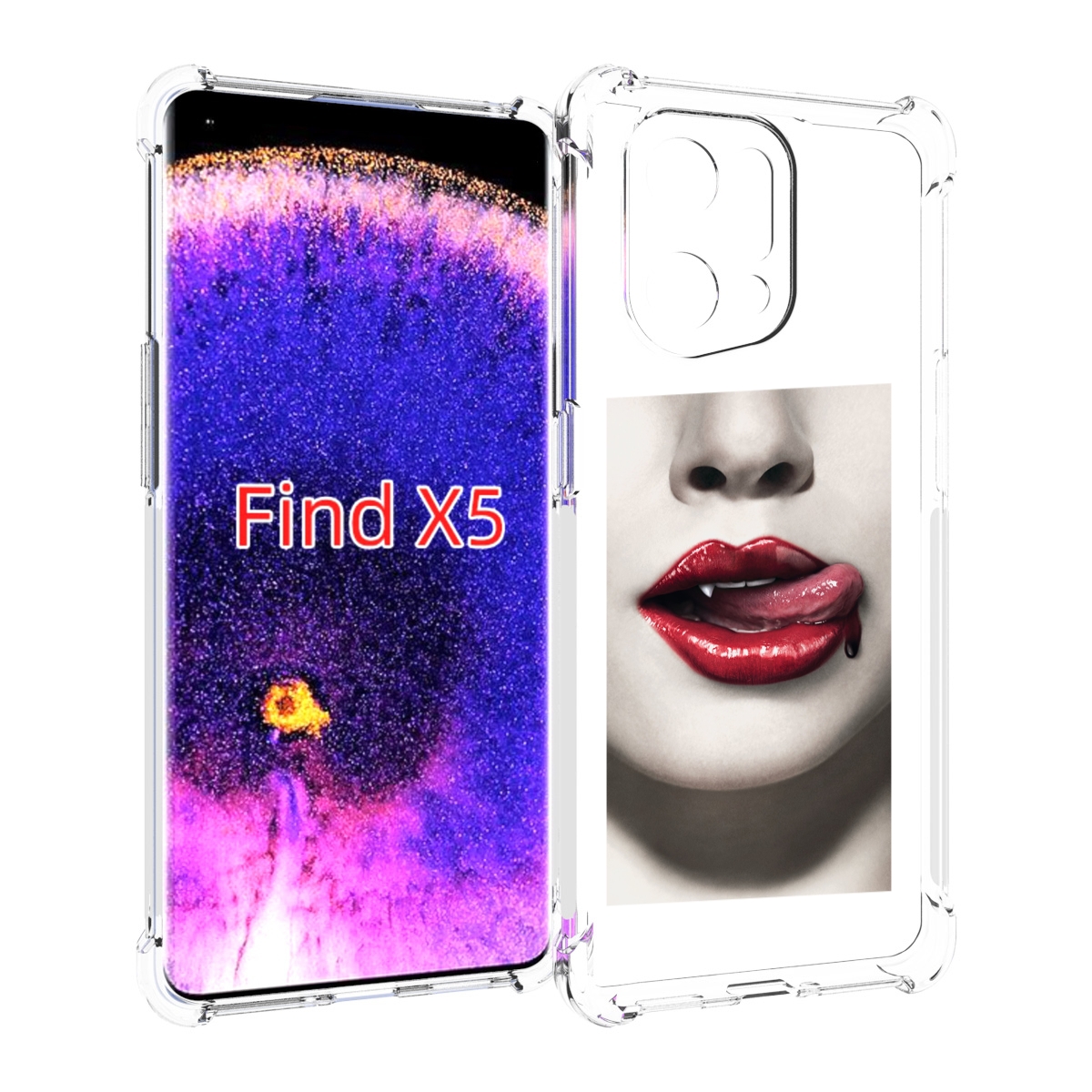 

Чехол MyPads губы-вампирши для Oppo Find X5, Прозрачный, Tocco