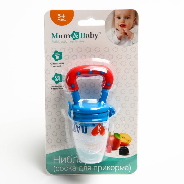 Ниблер Mum&Baby Люблю маму и папу с силиконовой сеточкой цвет бирюзовый/белый 2357269