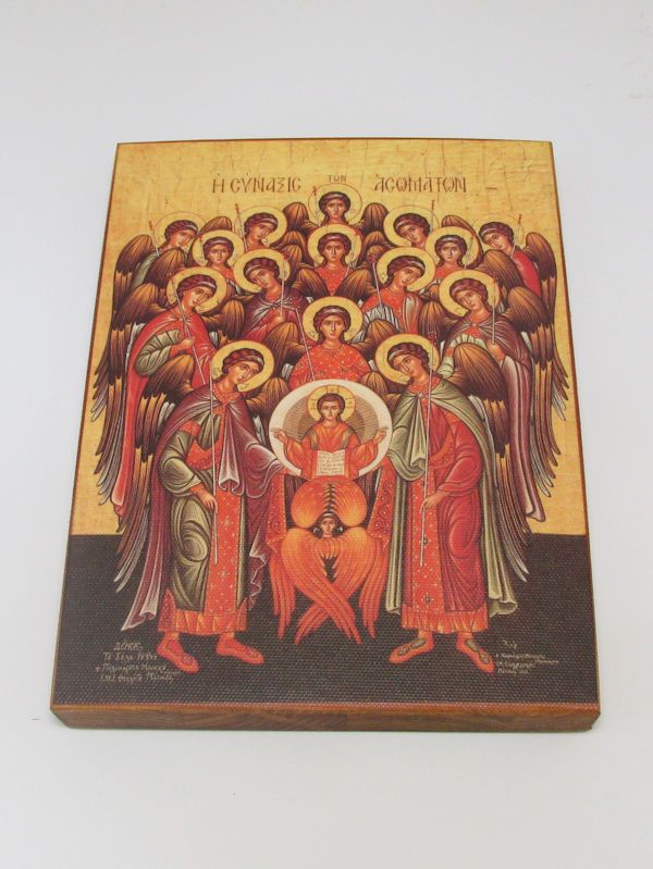 

Икона Собор Архистратига Михаила (Собор всех архангелов), под старину, 10х14 см