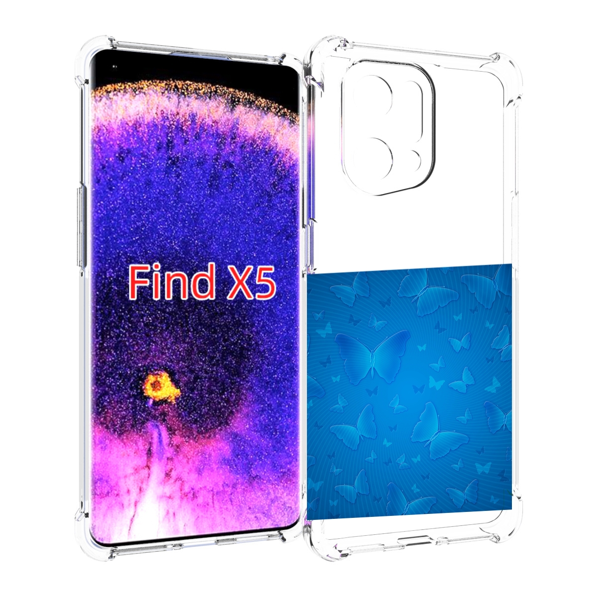

Чехол MyPads голубые-бабочки для Oppo Find X5, Прозрачный, Tocco